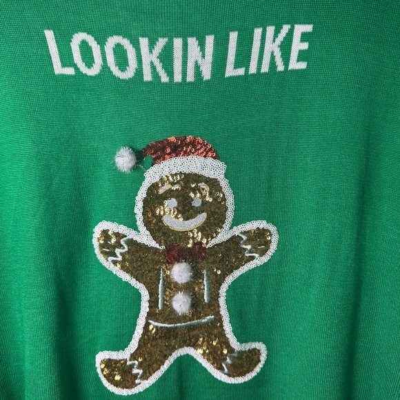 Tipsy Elves Ugly Christmas Sweater Women’s Green Looking Like A Snack XXL NWT - Picture 4 of 8